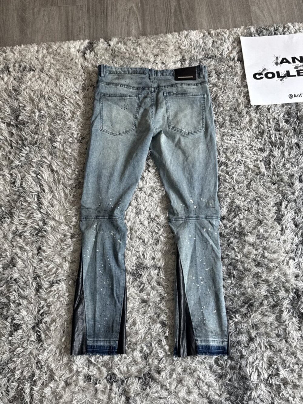 First Row Blue First Row Denim Paint Splattered Distressed Jeans Men Sz 34X32